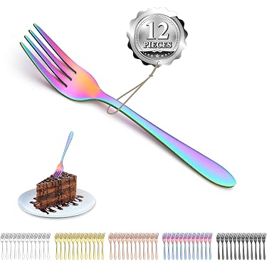 Lot De 12 Fourchettes à Gâteaux Fosly - Petites Fourchettes à Dessert En Acier Inoxydable Élégantes