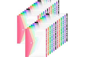 ASelected Lot de 24 porte-documents A4 transparents Pour organiser des documents Avec bouton pression et pochette étiquette 6 couleurs