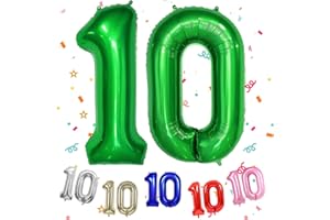 TNYKER Zahlen Luftballon 10 Dunkelgrün, XXL Riesen 10. Geburtstag Deko für Junge Mädchen, 40" Folienballon 10 für 10 Jahre Geburtstag, Helium Zahlenballon 10, Grün Ballon 10 für Hochzeitstag Deko