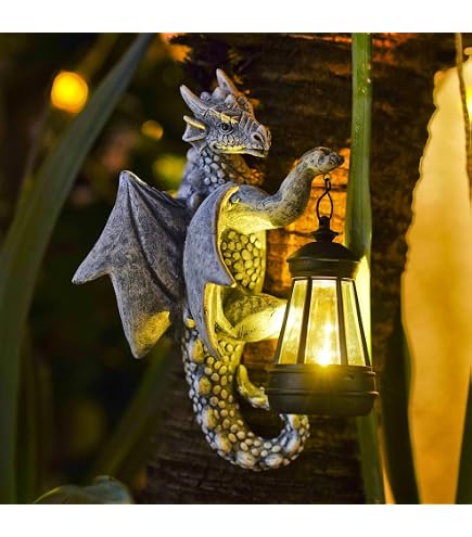 Décor Dragon Jardin En Résine 17.5cm | Lumière Solaire | Extérieur/Intérieur | Cadeau Fantasy