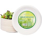 EXNIMA, Pack of 50, 100, 200, 500 or 1000 Biodegradable Disposable Plates, Made of Sugarcane Fibre, Natural, 100% Biodegradab