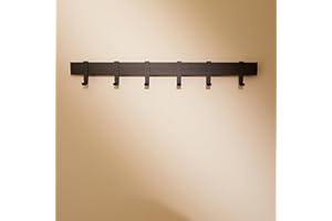 DESIGNFABRIK HAMBURG Designfactory Hamburg coat hooks wall mounted | metal clothes rail | coat rack | coat hook for wall | modern coat hanger with slidable hooks | 58 cm | Matt black