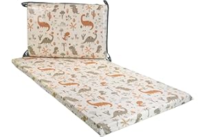 GHIOCUSCINI | Materasso Culla Neonato, Culla Pieghevole CAMPEGGIO, Materasso Bambino 100% Cotone, Fantasia DINOSAURO, Sfoderabile e Lavabile, 60 x 120 cm, Alto 4.5 cm, Made in Italy