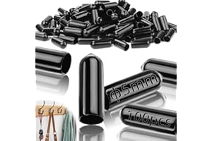 TXXATX 100 Pezzi Tappi di Gomma 5mm Vinile Tubo Rotondo Copertura Viti per Bottiglie Tappi Tondi Nero per 4,5-6mm Tubi Protezione Filo Sedia Gamba Tappi Bullone