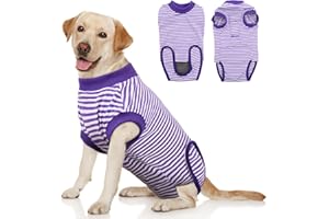 Hjumarayan OP Body Hund - Hundebody nach OP Hündin Atmungsaktive Body Hunde nach OP mit Klett Medical Pet Shirt Hund, Alternative zur lästigen Halskrause, Lila Gestreift