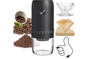 CIRCLE JOY Electric Coffee Bean Grinder, Portable Cordless Conical Burr Coffee Grinder with 40 Gears Adjustable Settings, USB Rechargeable and Washable Container