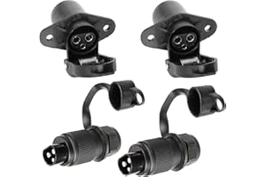 DARKGUARD Fiche 3 Broches Tracteur et Prise 3 Broches Tracteur 12v 24v,Prise Attelage 3 Broches Male Femelle Etanche pour Agricole Véhicule,Adaptateur 3Broches pour Porte-Vélo ( Fiche et Prise K2S22)