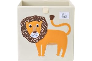 CLCROBD Foldable Animal Cube Storage Bins Fabric Toy Box/Chest/Organizer for Toddler/Kids Nursery, Playroom, 13 inch (Lion)