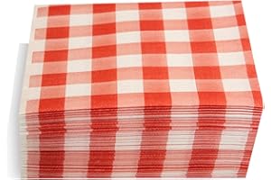 MORIGAMI SER41017705 Tovagliolo 40x40, Airlaid, piega 1/4, 50 tovaglioli, Vichy Rosso