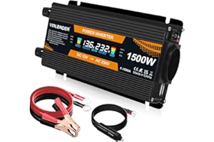 YINLEADER Inversor de corriente de 12 V 230 V 1500 W inversor de pantalla grande 12 a 230 inversor