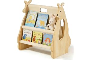 Cnwinu Montessori bokhylla i trä för barnrum, dubbelsidig bokhylla, bokhylla, trähylla, barnhylla, bokhylla, barnhylla, bokhy