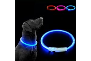 SATHYCHANPY Collier Lumineux Chien,Collier LED pour Chien Rechargeable USB,Collier Chien Lumineux Rechargeable avec 3 Modes D'éclairage,Collier pour Chiens de sécurité pour Petits, Moyens et Grands Chiens