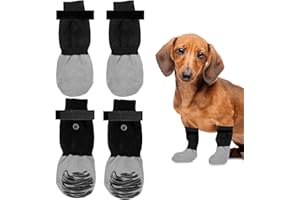 OHLING Anti Slip Dog Paw Protector Socks 2 Pairs Paws Stop Licking Protection for Injured Paws Pet Grip Boots Shoes Adjustable Strap Cat Slippers for Senior Dogs Indoor Outdoor Hardwood Floor Walking (XS)