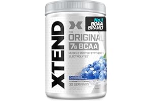 SCIVATION XTEND Original BCAA Powder Blue Raspberry Ice 30 Servings | 7g BCAAs Per Serving | Sugar Free Branched Chain Amino Acids and Electrolytes Powder for Post Workout Muscle Recovery and Hydration