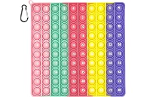BOOWEN Pop It Fidget Toy Rainbow Popit Toys 20CM Push Pop Bubble Fidget Sensory Spielzeug Antistress Plopper Spiel für Kinder und Erwachsene (Multiplication)
