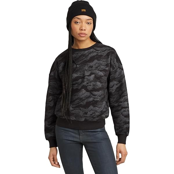 G-Star RAW Damen Cropped Hoodie - Oversized Kapuzenpullover Mit Ärmel-Print, Loser Schnitt