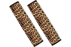 Wanyint Leopard Fur Print Car Seat Belt Pads for Men Women Non-Slip Breathable Seat Belt Shoulder Strap Cover Universal Fit Most Car SUV, 2 Pack