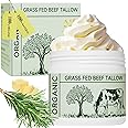 mkzea Beef Tallow, Beef Tallow for Skin, Tallow Face Moisturizer, Unscented 100% Organic Beef Tallow Blam Grass Fed Whipped Tallow Face Cream Moisturizer Body Lotion Skin Care ，2024 Upgrade