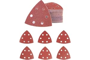 HUANGXINYU 60 Pcs Mouse Sanding Pads, Multi Tool Sanding Pads for Mouse Sander Pads, Hook and Loop Sanding Sheets, Assorted 60/120/180/240/320/400 Grits Palm Sander Pads, 6 Holes Mouse Sander Detail Sandpaper