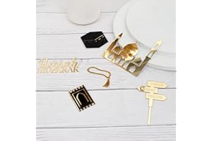 Paxrmuky Golden Muslim Umrah Mubarak Topper Hajj Mubarak Kuchen Topper und Charm Set von 6pcs