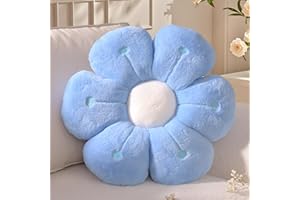 Yhoelata Cuscino Fiore, Cuscino a Forma di Fiore Blu, Cuscini Decorativi Divano, Fiori di Peluche, Cuscini Decorativo da Pavimento con Margherite, Cuscinos Letto per Bambini, 40 cm