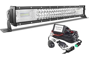 AUXTINGS Barra luminosa a LED da 56 cm con cablaggio del telecomando, fascio di inondazione spot a tripla fila barre led fuoristrada, luce di lavoro flash stroboscopica luci di guida impermeabile