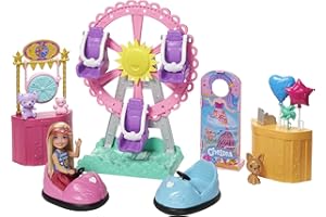 Barbie Club Chelsea Doll and Carnival Playset, 6-Inch Doll, Fashion and Accessories, Ferris Wheel, Bumper Cars, Puppy,Gift for 3 to 7 Year Olds, GHV82