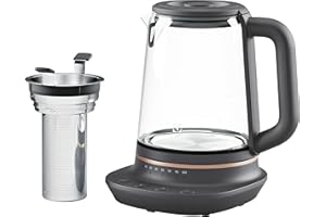 ‎ELECTROLUX Electrolux Czajnik Elektryczny Explore 7 Glass E7GK1-8BP, Potrójna funkcja samoczynnego wyłączenia, Wyjmowany filtr, Herbata sypana parzona w czajniku, 2000 W, Pojemność 1,7L, Czarny