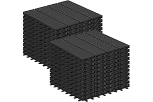 Laneetal Lot de 22 Carreaux de Terrasse à Lattes en WPC, Dalle de Terrasse Clipsable en Composite à Emboîtement, Carreaux Extérieur pour Jardin, Patio, Balcon, 30x30cm, Anthracite