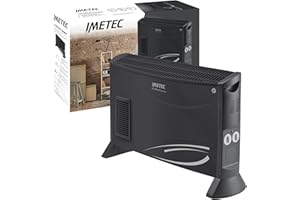 Imetec Eco Rapid Black Code Termoconvettore - Stufetta Elettrica a Basso Consumo con Modalità ECO -40% di Energia - 2000W, 4 Temperature, Riscaldamento Rapido, Termostato di Sicurezza, Silenzioso