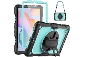SEYMCY Funda para Samsung Galaxy Tab S6 Lite de 10.4 pulgadas 2024/2022/2020, a prueba de golpes, con protector de pantalla, soporte giratorio/correa de mano, correa de hombro/soporte para bolígrafo,