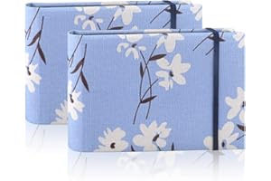 MOLEDINO 2 Pack Petit Traditionnel Album Photo 10x15, Chaque Album avec 100 Pochette, Couverture en Lin, Mini Livre Photo Memory Book pour Bebe Mariage Enfant Famille Voyage Anniversaire Cadeaux (Fleurs)