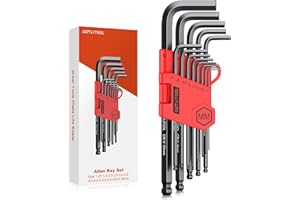 GETLITOOL 13pcs Llave Allen, Juego de Llave Allens Profesional con Punta en Bola 1,27mm-10mm,Modelos Grabado Láser Llave Hexagonal 6150 Acero al Cromo Vanadio para Montaje de Muebles etc.