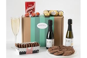 BURMONT'S SPECIALITY GIFTS Prosecco & Chocolate Hamper - Two Small Prosecco ABV 11%, Lindor Chocolates, Rocher & Premium Chocolate Chip Biscuits - Hamper Exclusive To Burmont's