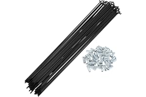 A ABSOPRO Lot de 36 Rayons de Vélo 12G avec 36 écrous pour Roues de VTT en Acier au Carbone Noir