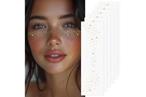 LOPHE Purpurina Pecas Para La Cara Pegatinas,6 Parches de Maquillaje de Pecas Brillantes,Pegatinas Cara Brillantes Festival,Tatuajes Temporales Pegatinas,Para Fiestas, Festivales, Navidad(C-6PCS)