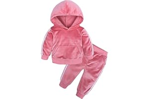 Hikewin Baby Kids Clothing Sets Velvet Warm Hooded Toddler Girls Boys Long Sleeve 2pcs Outfits 6Months-6Years