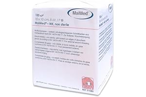 ‎SAXOMED Kompressen 10x10 unsteril - 100 Stück unsterile Mullkompressen - 8 Lagen - Wundkompressen nicht wundverklebend