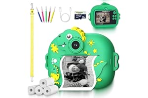 ETERNIUM DIGITAL ETERNIUM Appareil Photo Instantané Enfant Dinosuare - Kit Créatif et Éducatif - Caméra Numérique 1080P Antichoc - 4 Rouleaux d'impression + Carte 32Go - Cadeau Noël Anniversaire Fille Garçon 3-12 Ans