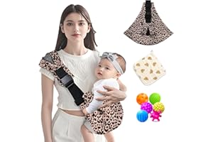 SANILINWILD Baby Sling Carrier, Adjustable Baby Carrier, Adjustable Sling Easy Toddler Carrier Comfortable Baby Wrap Carrier Baby Carrier Wrap for Newborn Up to 3-36 Months (Leopard Pink)