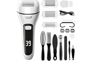 ALNJK Pedicure Elettrico, Pedicure Elettrico Professionale Piedi, Set Pedicure Calli Piedi Rimozione Ricaricabile, Kit Pedicure con 3 Rulli, Illuminazione, 2 Velocità e 17 Strumenti per Pedicure