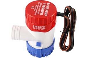 DasMorine 1100GPH 12V 3.2 AMP 5.0 AMP Fuse 29mm ID Hose Electric Marine Submersible Bilge Sump Water Pump for Boat Yacht