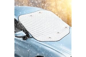 DENLANE Frontscheibenabdeckung Auto Winter - Ultra-Dicke & ganzjährige Windschutzscheiben Abdeckung gegen Schnee, EIS, Frost, UV und Staub | Mit Magnetfixierung, faltbar (145x110cm)