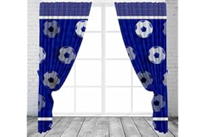 De Lavish Kids Children Boys Football Pinch Pleat Panel Curtain Pair Set 66" Wide x 72" Drop, Blue