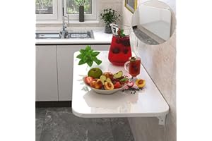 mosegor Wall Mounted Folding Workbench Wall Mounted Drop-Leaf Collapsible Desk Table 60 * 40cm with Adjustable Steel Bracket Fold Down Wall Mounted Workbench