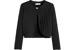 Flypigs Mädchen Strickjacke Basic Bolero Kinder Lange Ärmel Schulterjacke Festlich Shrug Top