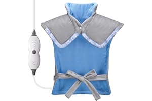 ABYON Electric Heat Pad for Back Neck Shoulder Pain Relief, 2.9lb Weighted Large Heated Back Warmer with Waist Strap, 4 Heat Levels, 1.5H Auto-Off Timer, Neck Warmer for Men Women Elderly