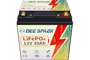 DEESPAEK 12V 30Ah Batteria al Litio, LiFePO4 Batterie Oltre 4000+ ciclo profondo, 30A BMS, Ricaricabile con Energia Solare, Perfetta per Sistemi Off-grid, Camper, Allarme casa, Giocattolo cavalcabile