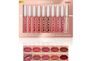 HIROCK 9PCS Matte Lip Gloss + 1Pcs Lip Plumper Kit de Maquillaje, 10PCS Liquid Lipstick Set, Impermeable de Larga Duración Velvet Lip Gloss Set, Pigmented Lip Makeup Sets de Regalo (01#)