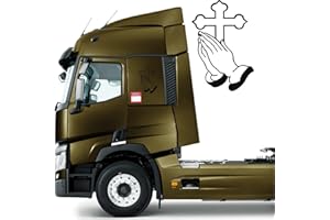 DualColorStampe Pegatinas compatibles con Scania Iveco Man Daf Volvo tir furgoneta crucifijo Madonna decoración camión accesorios coche stickers COD.0226 (negro)